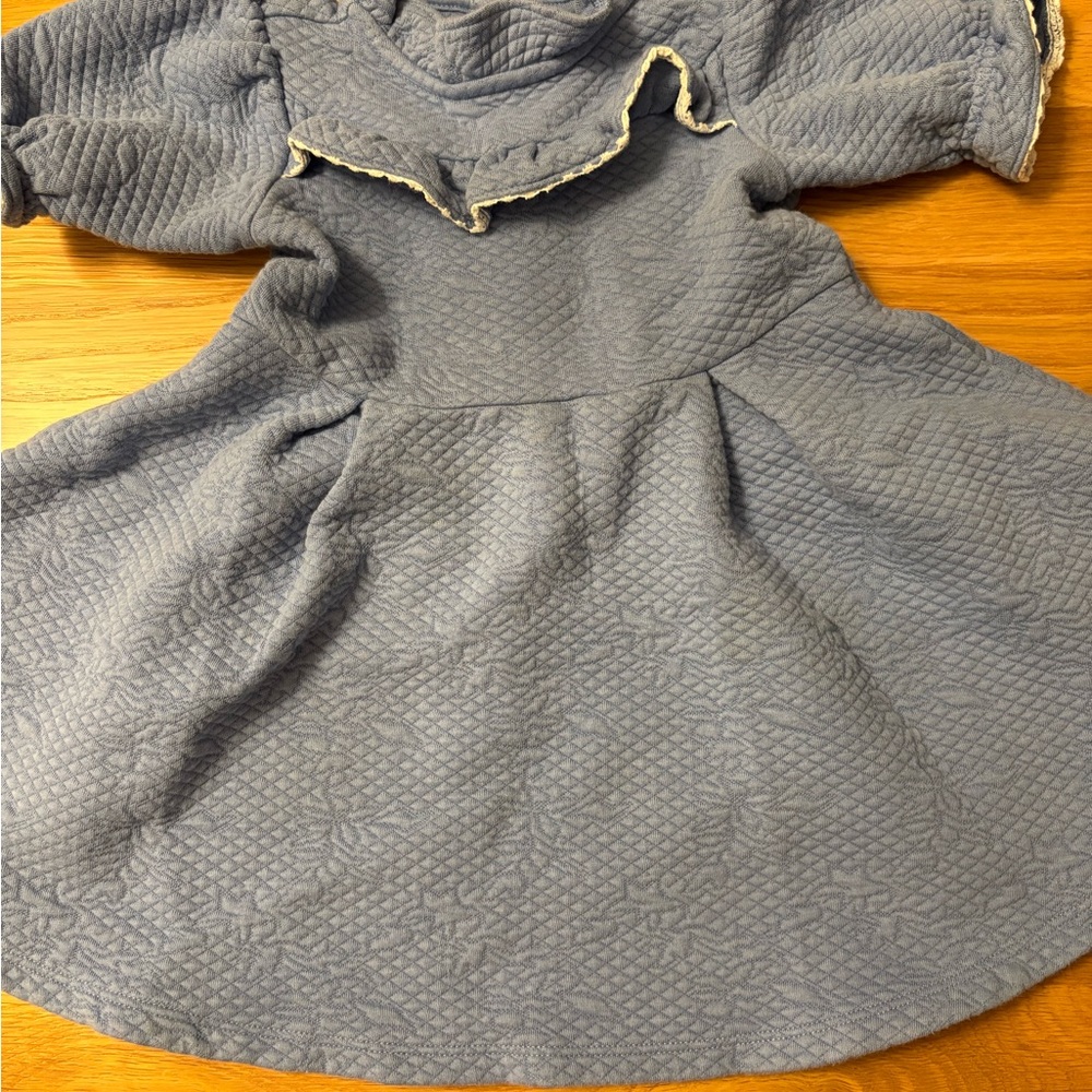 Janie and Jack Quilted Gray Dress with Gold Trim